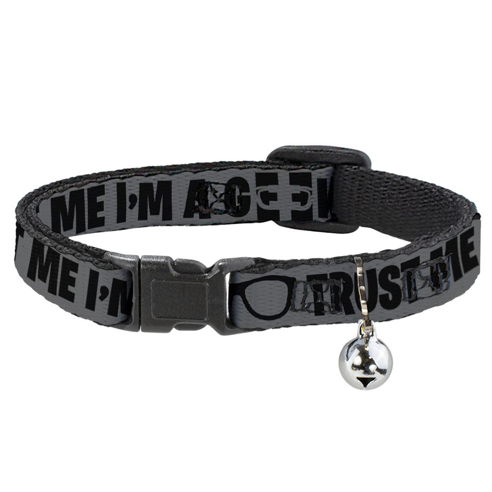 Cat Collar Breakaway - I'M A GEEK Glasses Gray Black Breakaway Cat Collars Buckle-Down   