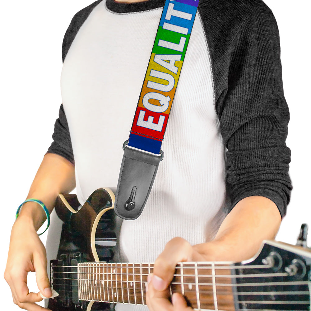 Guitar Strap - EQUALITY Blocks Rainbow Blue White Guitar Straps Buckle-Down   