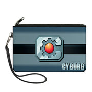 Canvas Zipper Wallet - SMALL - CYBORG Icon Stripe Grays Black Red Canvas Zipper Wallets DC Comics   