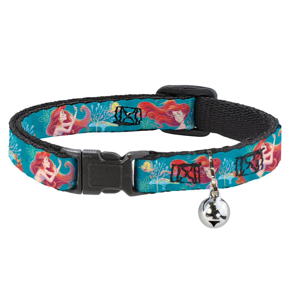 Cat Collar Breakaway with Bell - The Little Mermaid Flounder and Sebastian Under the Sea Greens Breakaway Cat Collars Disney   