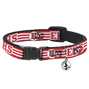 Cat Collar Breakaway - High School Musical East High School EHS Wildcats Logo Stripe White Red Breakaway Cat Collars Disney   