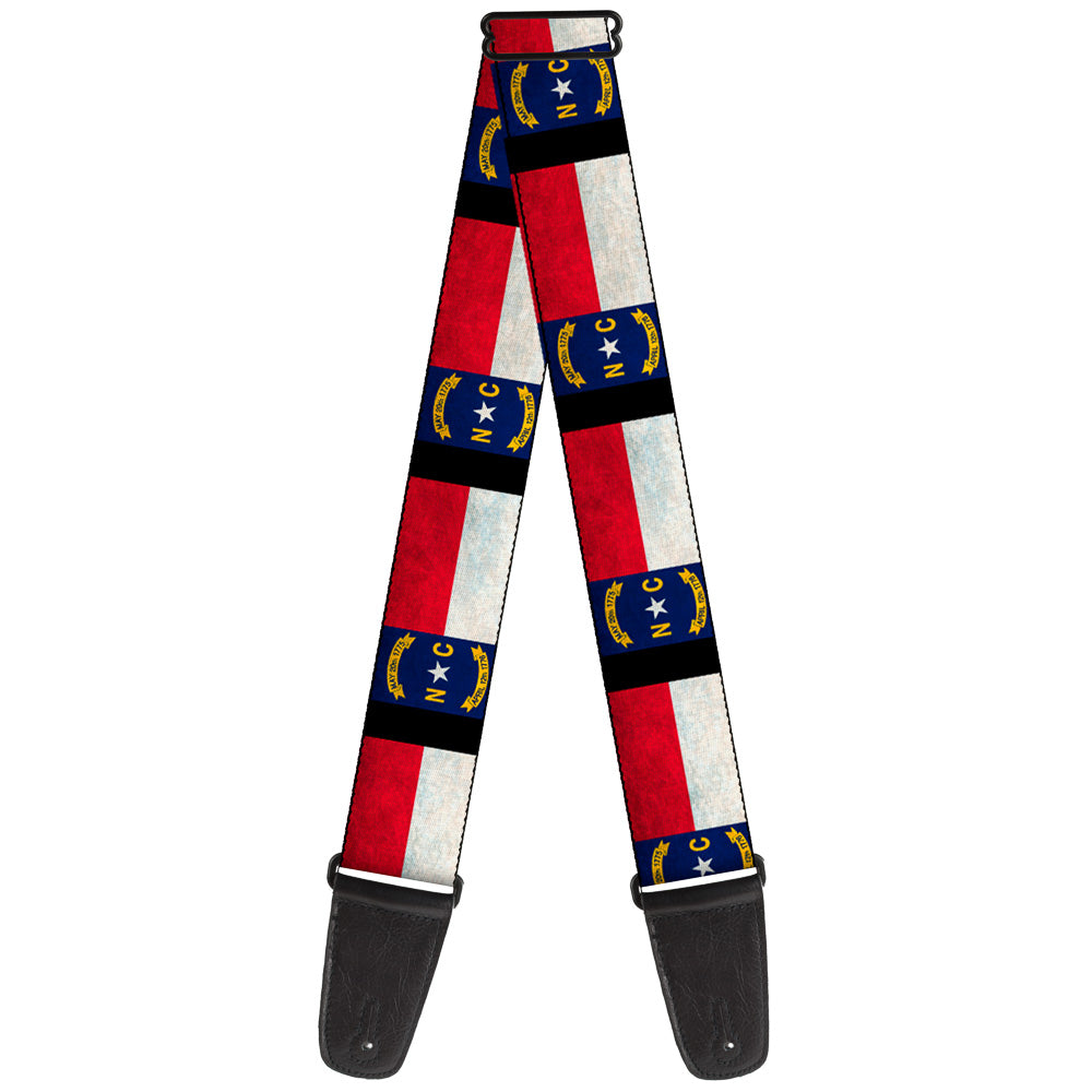 Guitar Strap - North Carolina Flag Distressed Black Guitar Straps Buckle-Down   