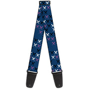 Guitar Strap - Tread Plate Turquoise Fuchsia White Guitar Straps Buckle-Down   