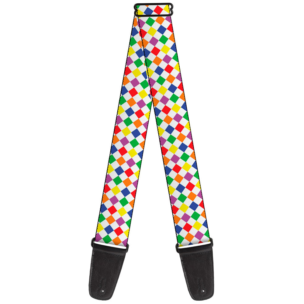 Guitar Strap - Diamonds White Multi Neon Guitar Straps Buckle-Down   