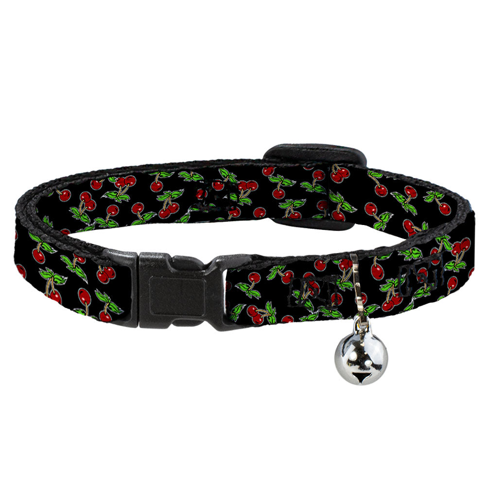 Cat Collar Breakaway - Cherries Scattered Black Breakaway Cat Collars Buckle-Down   