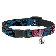Cat Collar Breakaway - Mom & Dad CLOSE-UP Blue w Sparrows Breakaway Cat Collars Buckle-Down   