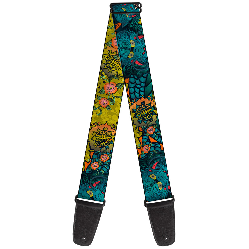 Guitar Strap - Honor CLOSE-UP Yellow Guitar Straps Buckle-Down   