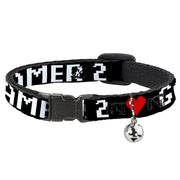 Cat Collar Breakaway - GAMER 2 Heart 8-Bit Black White Red Breakaway Cat Collars Buckle-Down   