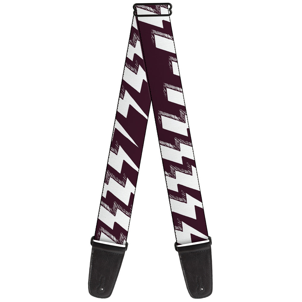 Guitar Strap - Lightning Bolts Sketch Plum White Guitar Straps Buckle-Down   