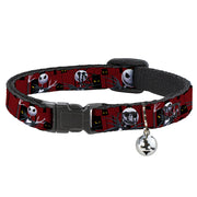 Cat Collar Breakaway - Nightmare Before Christmas 3-Jack Poses Peeping Eyes Burgundy Black Yellow Breakaway Cat Collars Disney   
