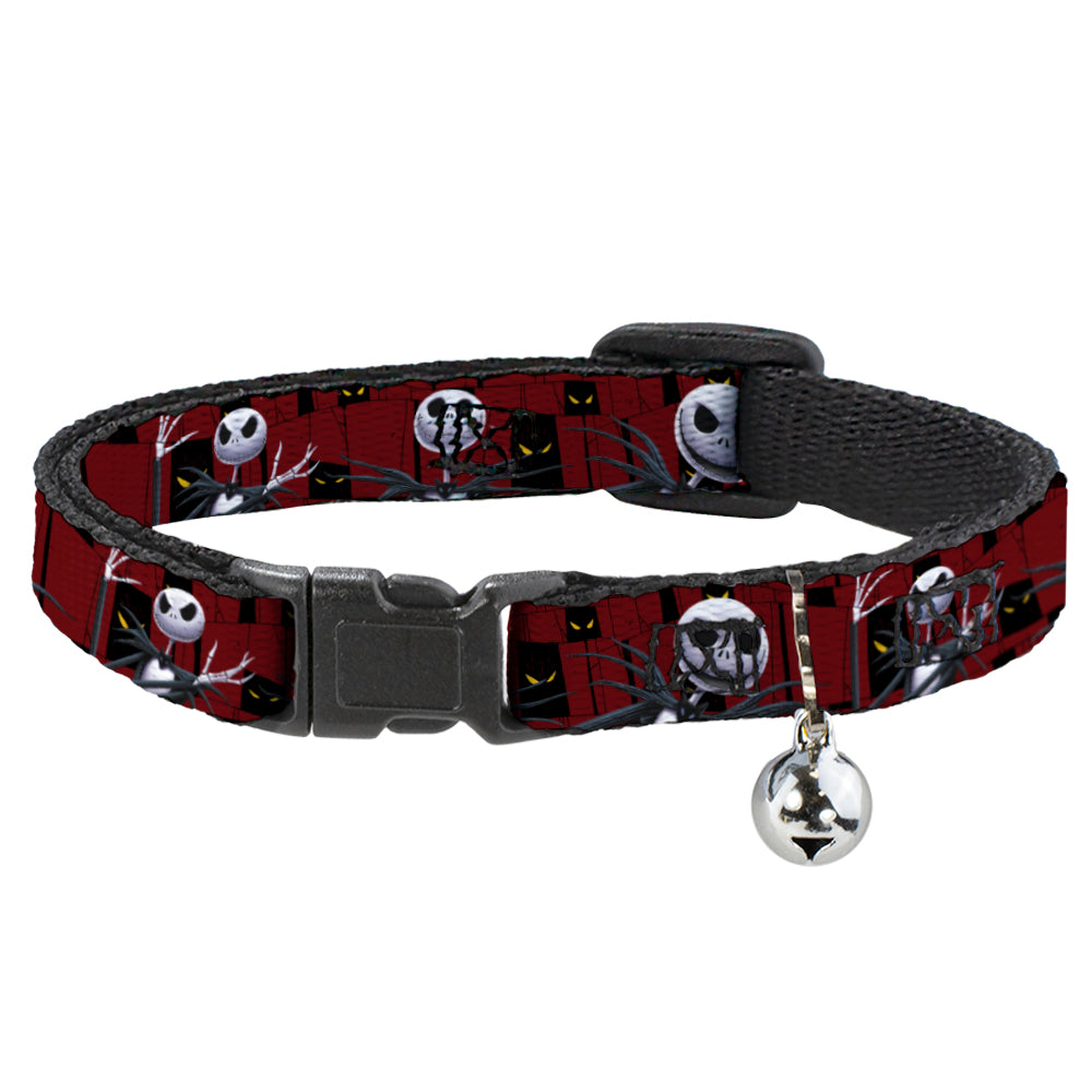 Cat Collar Breakaway - Nightmare Before Christmas 3-Jack Poses Peeping Eyes Burgundy Black Yellow Breakaway Cat Collars Disney   