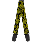 Guitar Strap - Paisley Black Neon Yellow Guitar Straps Buckle-Down   