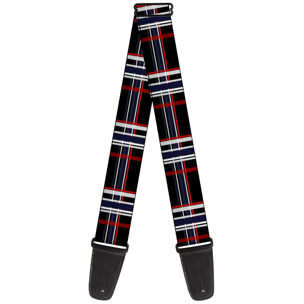 Guitar Strap - Plaid Black Red White Blue Guitar Straps Buckle-Down   