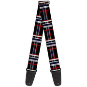 Guitar Strap - Plaid Black Red White Blue Guitar Straps Buckle-Down   
