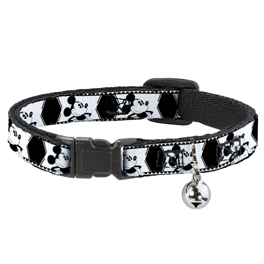 Cat Collar Breakaway - Mickey Standing Pose Film Strip White Black Breakaway Cat Collars Disney   