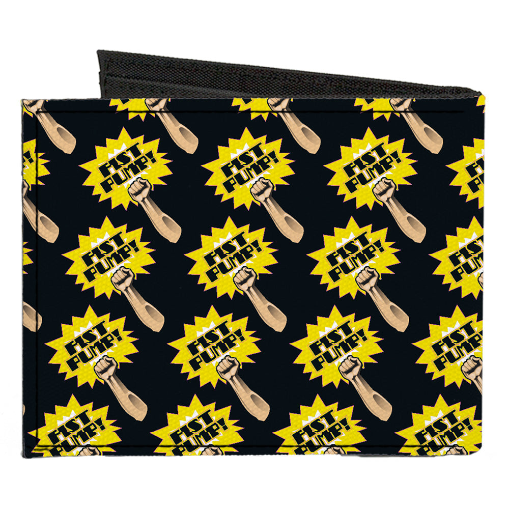 Canvas Bi-Fold Wallet - Fist Pump Black Yellow Canvas Bi-Fold Wallets Buckle-Down   