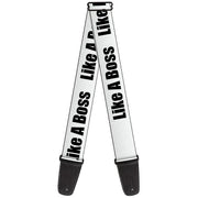 Guitar Strap - LIKE A BOSS White Black Guitar Straps Buckle-Down   