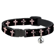 Cat Collar Breakaway - Cross Repeat Black Leopard Brown Pink Outline Breakaway Cat Collars Buckle-Down   