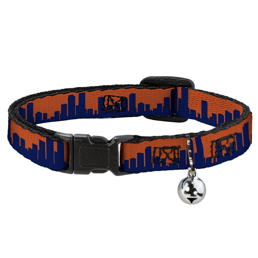 Cat Collar Breakaway - Denver Solid Skyline Orange Navy Breakaway Cat Collars Buckle-Down   