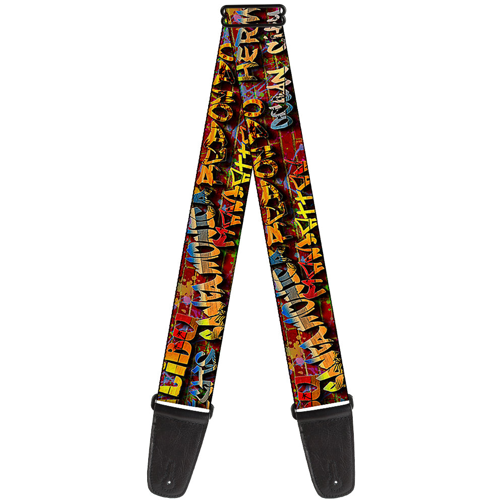 Guitar Strap - Beach Tags Paint Splatter Brick Wall Beach Scenes Guitar Straps Buckle-Down   