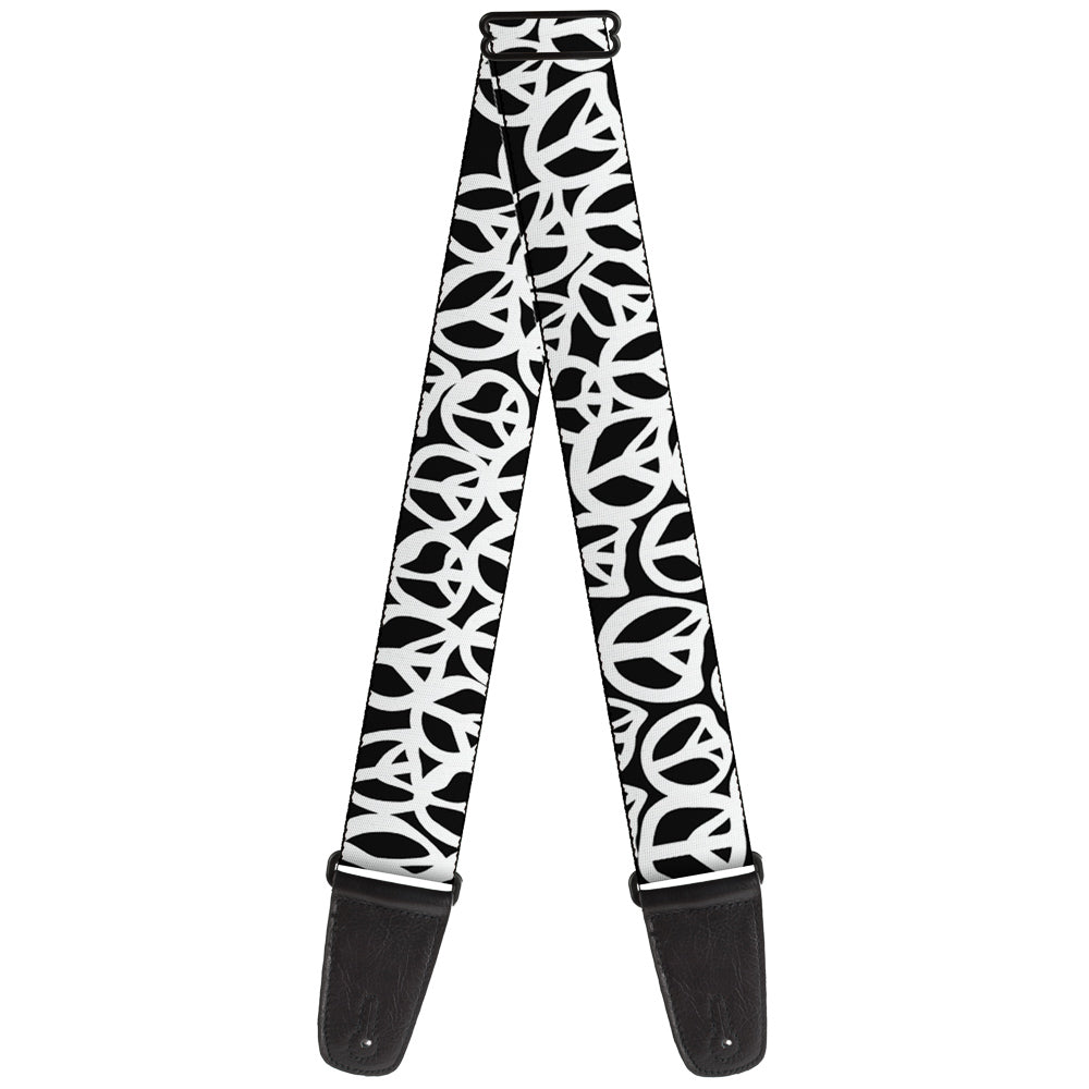 Guitar Strap - Peace Black White Guitar Straps Buckle-Down   