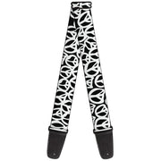 Guitar Strap - Peace Black White Guitar Straps Buckle-Down   