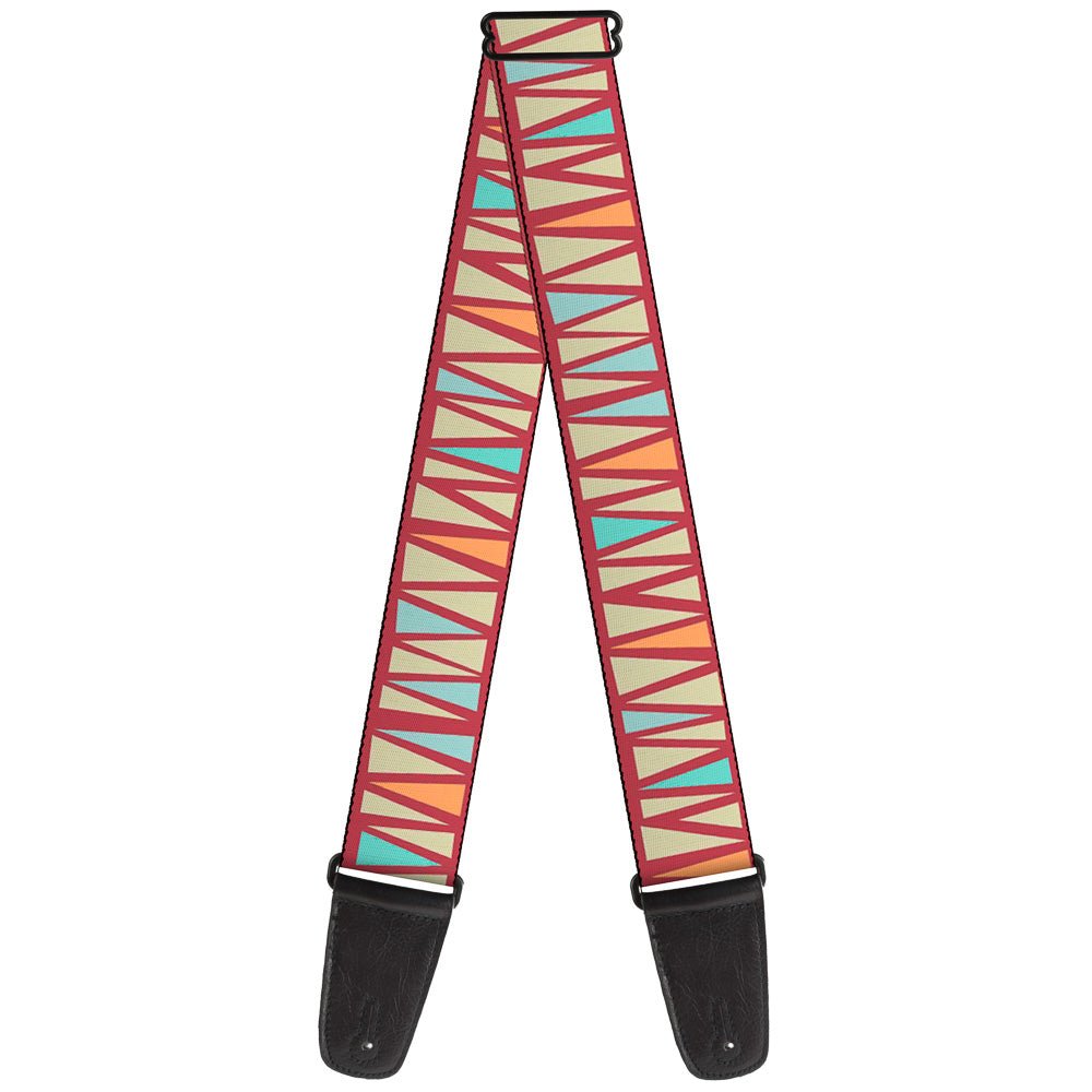 Guitar Strap - Zig Zag Doodle Red Tan Blues Orange Guitar Straps Buckle-Down   