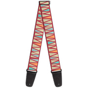 Guitar Strap - Zig Zag Doodle Red Tan Blues Orange Guitar Straps Buckle-Down   