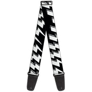 Guitar Strap - Lightning Bolts Sketch Black White Guitar Straps Buckle-Down   