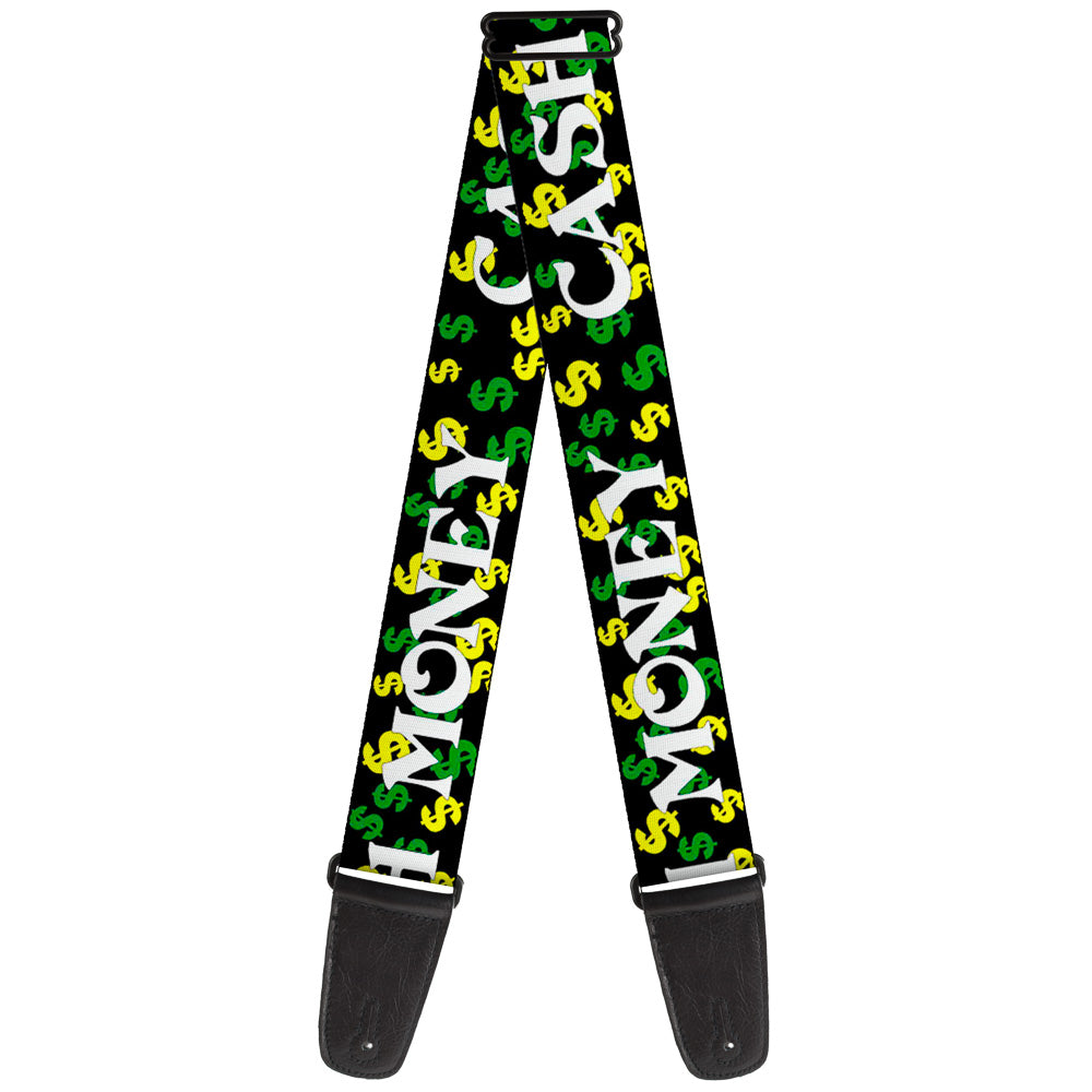 Guitar Strap - CASH MONEY w $$$ Black White Yellow Green Guitar Straps Buckle-Down   