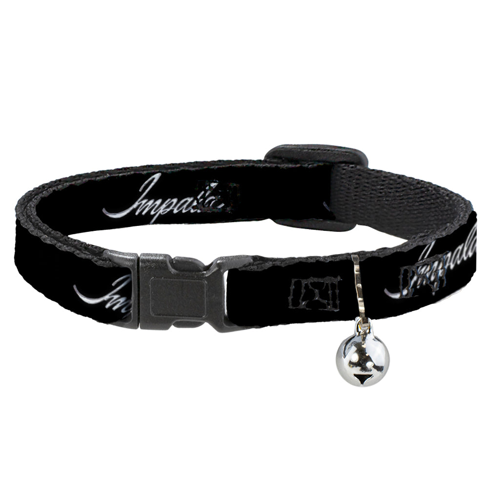 Cat Collar Breakaway - IMPALA Script Emblem Black Silver Breakaway Cat Collars GM General Motors   