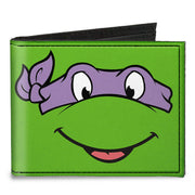 Canvas Bi-Fold Wallet - Classic TMNT Donatello Face CLOSE-UP Green Purple Canvas Bi-Fold Wallets Teenage Mutant Ninja Turtles