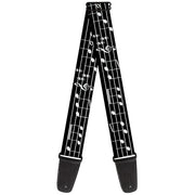 Guitar Strap - Music Notes Black White Guitar Straps Buckle-Down   
