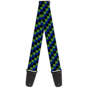 Guitar Strap - Checker Trio Green Black Blue Guitar Straps Buckle-Down   