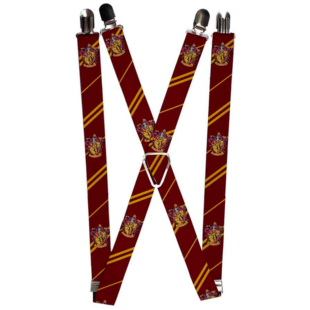 Suspenders - 1.0" - Gryffindor Crest Stripe2 Burgundy Gold Suspenders Harry Potter Default Title