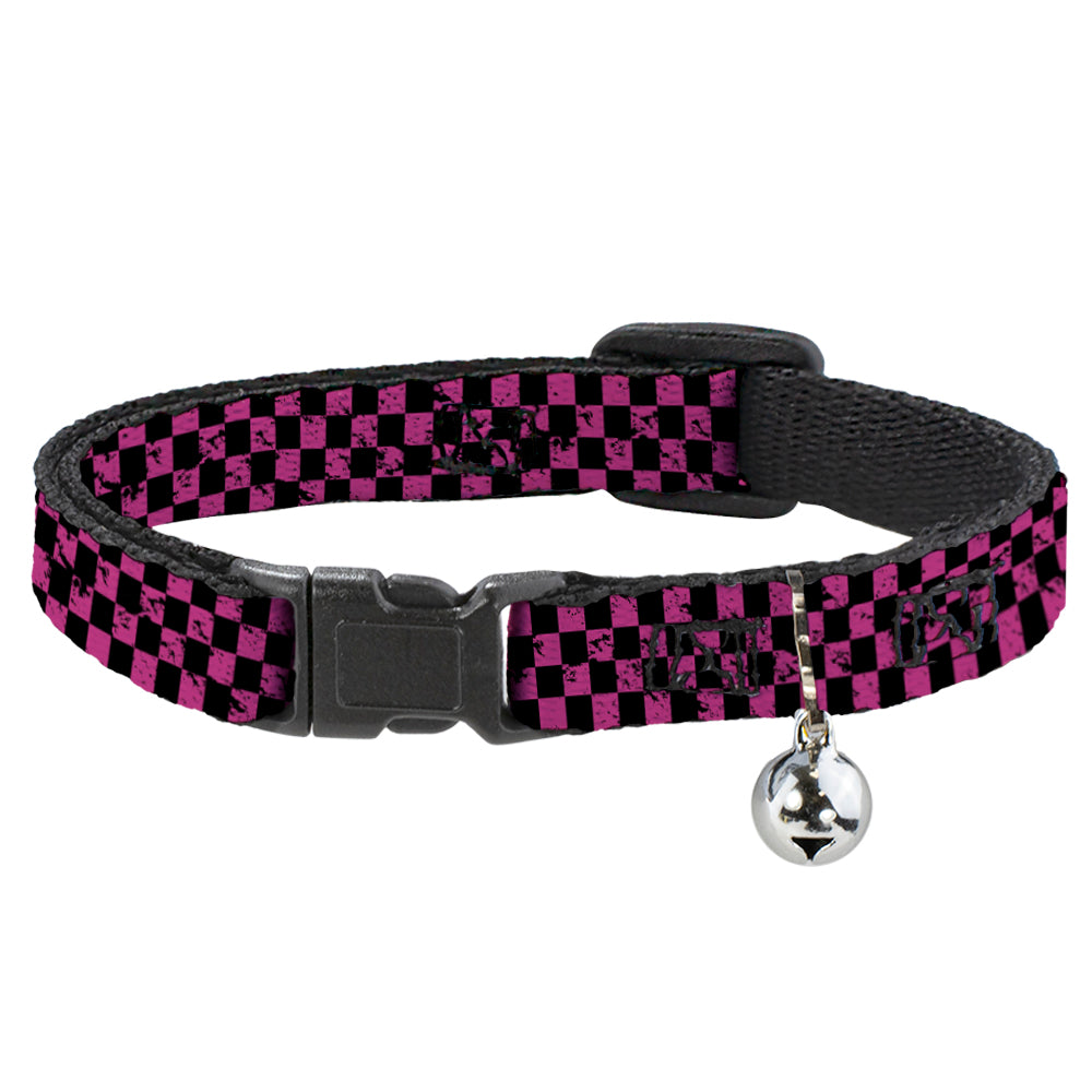Cat Collar Breakaway - Checker Weathered Black Neon Pink Breakaway Cat Collars Buckle-Down   