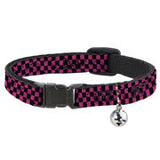 Cat Collar Breakaway - Checker Weathered Black Neon Pink Breakaway Cat Collars Buckle-Down   