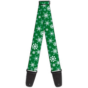 Guitar Strap - Snowflakes Green White Guitar Straps Buckle-Down   