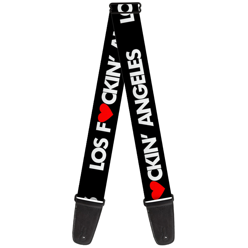Guitar Strap - LOS F*CKIN' ANGELES Heart Black White Red Guitar Straps Buckle-Down   