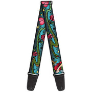 Guitar Strap - Live Hard Die Young CLOSE-UP Turquoise Guitar Straps Buckle-Down   