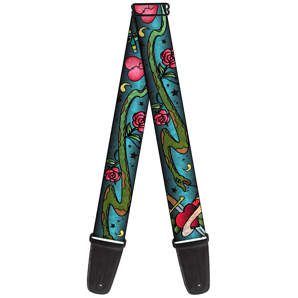 Guitar Strap - Live Hard Die Young CLOSE-UP Turquoise Guitar Straps Buckle-Down   