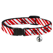 Cat Collar Breakaway - Candy Cane3 Stripe White 3-Red Breakaway Cat Collars Buckle-Down   