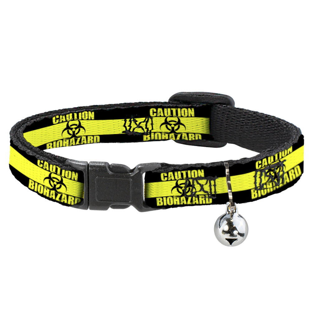 Cat Collar Breakaway - CAUTION BIOHAZARD Black Yellow Breakaway Cat Collars Buckle-Down   