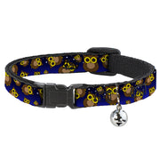 Cat Collar Breakaway - Owls Scattered Black Blue-Fade Yellow Breakaway Cat Collars Buckle-Down   