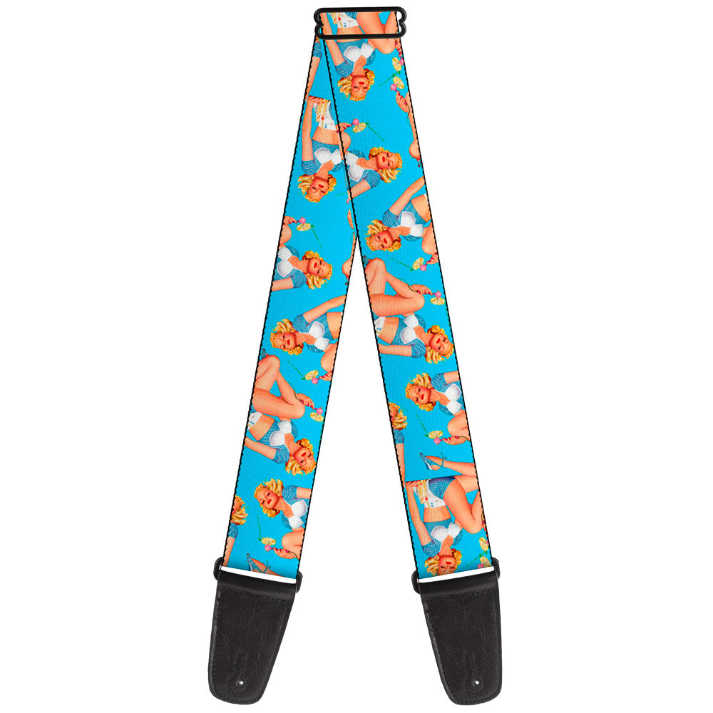 Guitar Strap - Blonde Pin Up Girl Bright Blue Guitar Straps Buckle-Down   