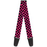 Guitar Strap - Checker Weathered Black Neon Pink Guitar Straps Buckle-Down   