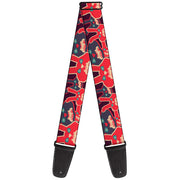 Guitar Strap - Angry Bunnies Purple Red Blue Guitar Straps Buckle-Down   