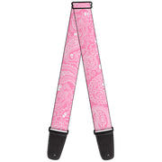 Guitar Strap - Bandana Skulls Pink White Guitar Straps Buckle-Down   
