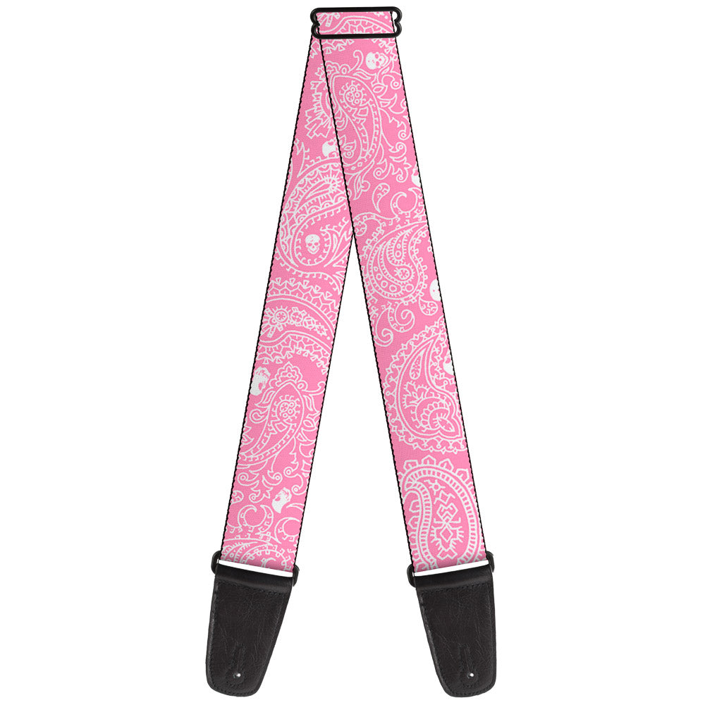 Guitar Strap - Bandana Skulls Pink White Guitar Straps Buckle-Down   
