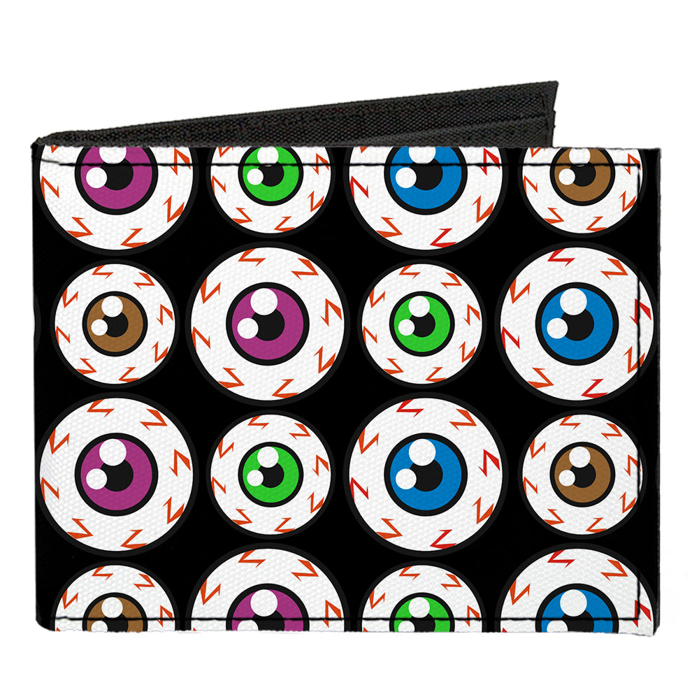 Canvas Bi-Fold Wallet - Eyeballs Black Multi Color Canvas Bi-Fold Wallets Buckle-Down   